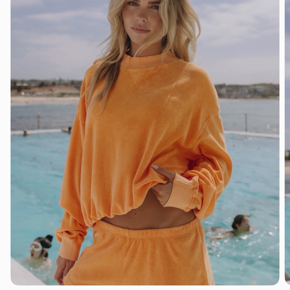Daily Drills Orange Terry Coverup Top